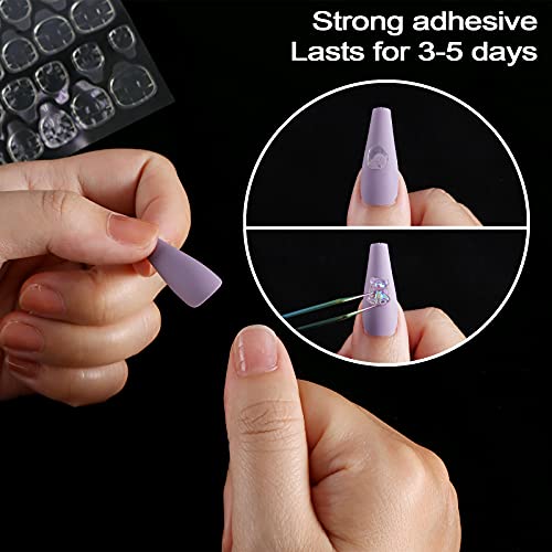 Laza 240 Pcs Thin Breathable Adhesive Tabs Fake Nail Glue Sticker 10 Sheets S...
