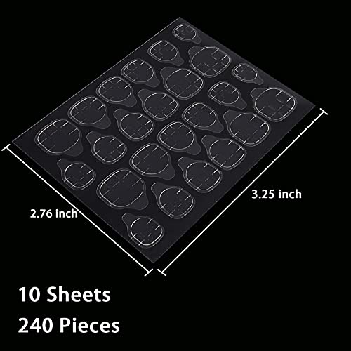 Laza 240 Pcs Thin Breathable Adhesive Tabs Fake Nail Glue Sticker 10 Sheets S...