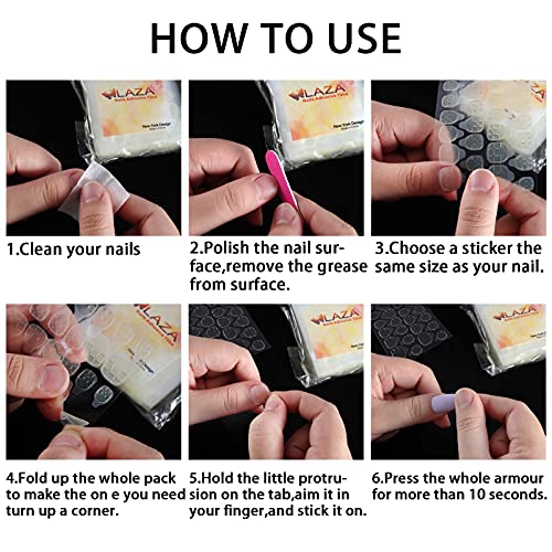 Laza 240 Pcs Thin Breathable Adhesive Tabs Fake Nail Glue Sticker 10 Sheets S...