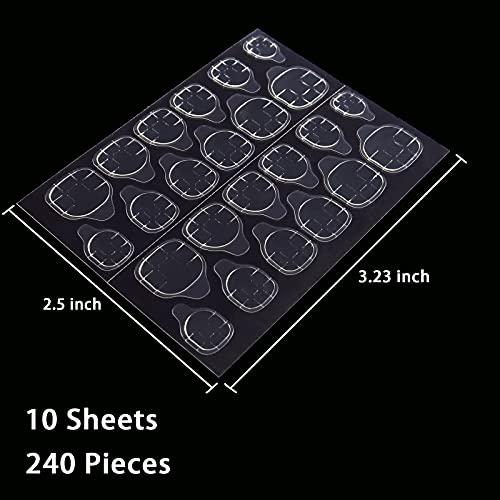 Laza 240pcs Ultrathin Breathable Adhesive Tabs Fake Nail Glue Sticker 10 Shee...