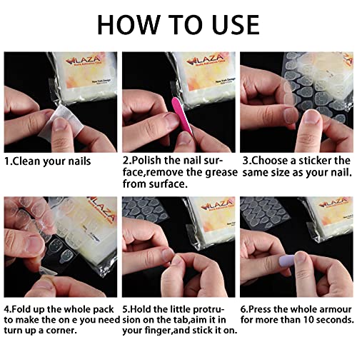 Laza 240pcs Ultrathin Breathable Adhesive Tabs Fake Nail Glue Sticker 10 Shee...