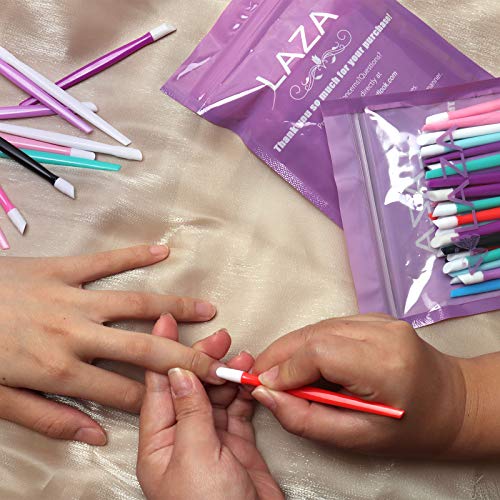 Laza 50 Pcs Colorful Plastic Handle Cuticle Pusher Rubber Tipped Nail Cleaner...