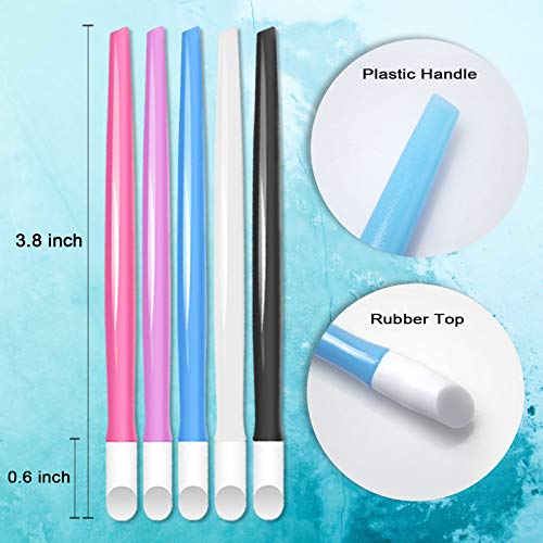 Laza 50 Pcs Colorful Plastic Handle Cuticle Pusher Rubber Tipped Nail Cleaner...