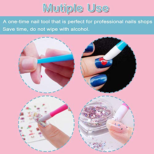 Laza 50 Pcs Colorful Plastic Handle Cuticle Pusher Rubber Tipped Nail Cleaner...