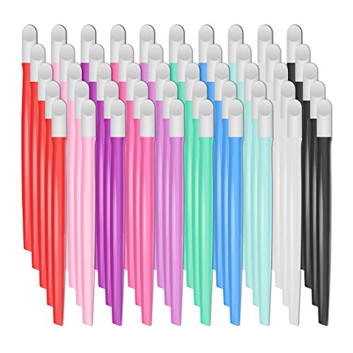 Laza 50 Pcs Colorful Plastic Handle Cuticle Pusher Rubber Tipped Nail Cleaner...