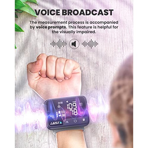 New 2022 LAZLE Wrist Blood Pressure Monitor with Voice, Blood Pressure Machin...