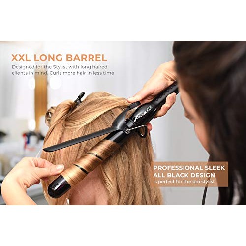 Le Angelique 1.25 Inch Curling Iron with Clip - Professional 8" Extra Large B...