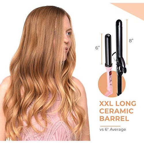 Le Angelique 1.25 Inch Curling Iron with Clip - Professional 8" Extra Large B...