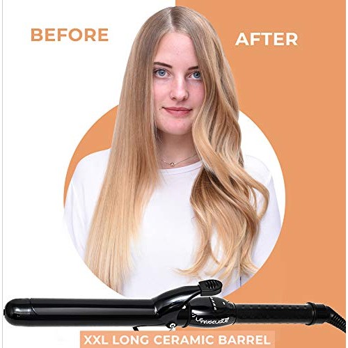 Le Angelique 1.25 Inch Curling Iron with Clip - Professional 8" Extra Large B...