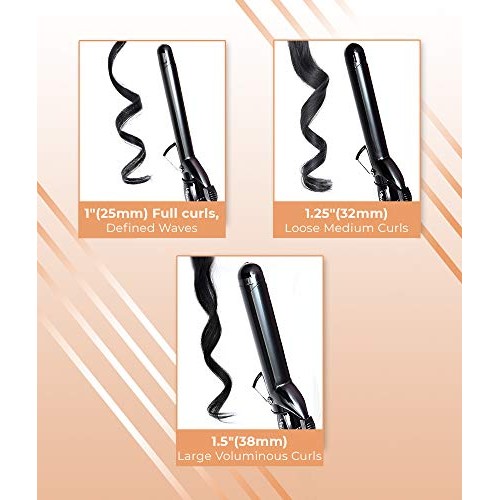Le Angelique 1.25 Inch Curling Iron with Clip - Professional 8" Extra Large B...