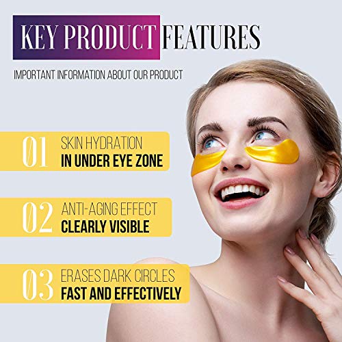 Under Eye Patches - 24K Gold Under Eye Mask Anti-Aging Hyaluronic Acid Collag...