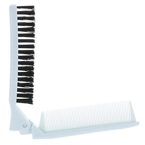 Folding Compact Travel Pocket HAIR BRUSH/COMB, 1 Red 1 White by Le Salon