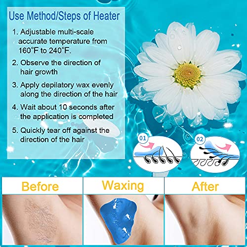 Waxing Kit, Wax Warmer for Hair Removal with 6 Packs Wax Beads & 10Pcs Waxing...