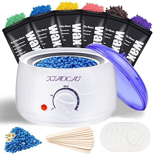 Waxing Kit, Wax Warmer for Hair Removal with 6 Packs Wax Beads & 10Pcs Waxing...