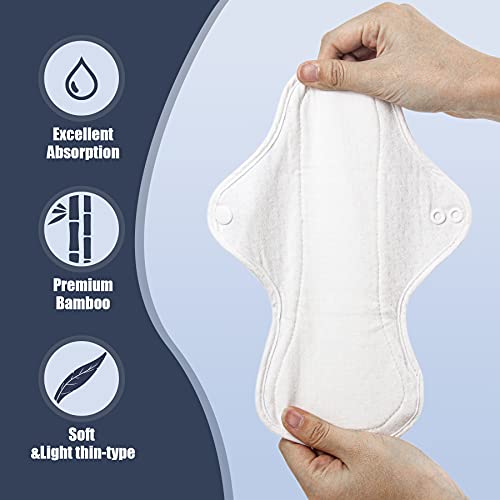 Leekalos Premium Cotton Reusable Menstrual Pads - Washable Cloth Pads- Highly...