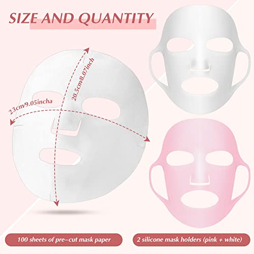 100 Pcs DIY White Skin Fiber Paper Skincare Facial Paper Sheet and 2 Pcs Shee...