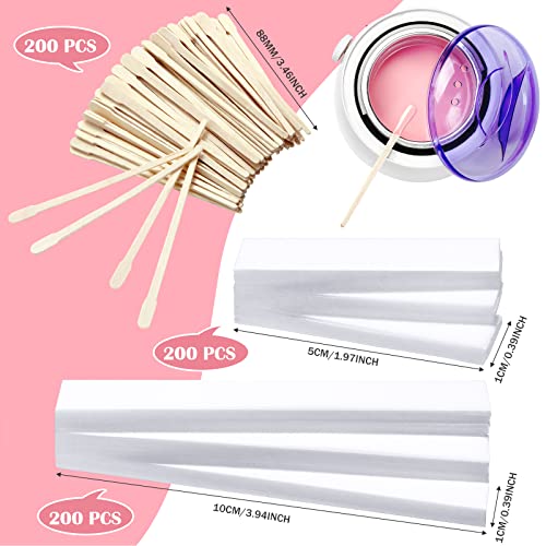 600 Pieces Wax Strips and Wax Applicator Sticks Kit Includes 400 Pieces Eyebr...