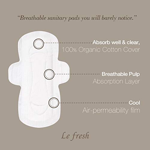 Lefresh Organic Cotton Cover Panty Liners - Unscented, Vegan, Chlorine Free- ...