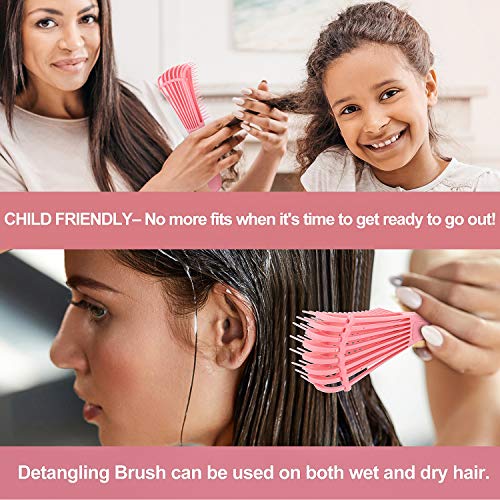 2 Pieces Detangler Brush 4c Hair Set with Rat Tail Comb for Curly Hair Detang...