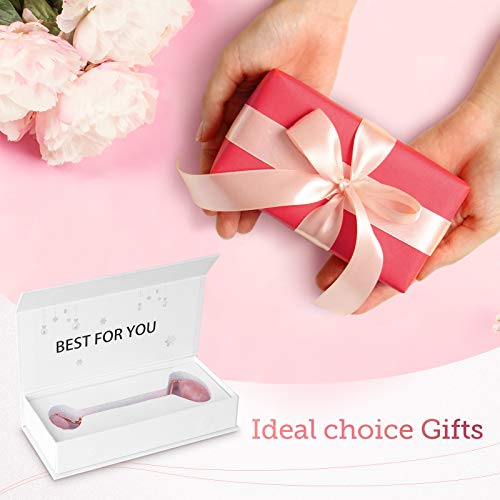 Rose Quartz Facial Roller Jade Roller Face Roller Massager for Face Eyes Chee...