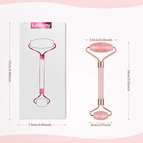 Rose Quartz Facial Roller Jade Roller Face Roller Massager for Face Eyes Chee...