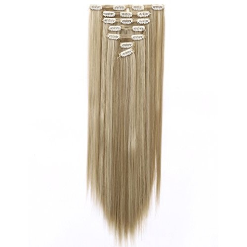 Lelinta 7Pcs Full Head 16 Clips in on Double Weft Hair Extensions, Sandy Blon...