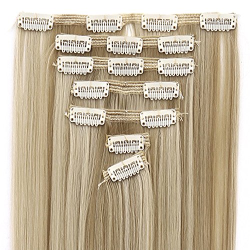 Lelinta 7Pcs Full Head 16 Clips in on Double Weft Hair Extensions, Sandy Blon...
