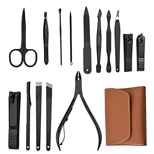 16 Pieces Manicure Set, Pedicure Kit, Nail Clippers, Stainless Steel Professi...