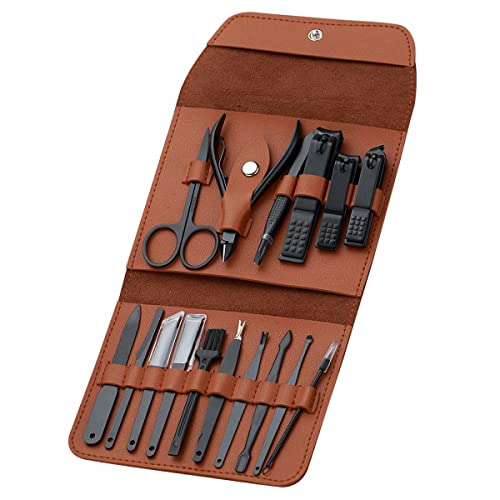 16 Pieces Manicure Set, Pedicure Kit, Nail Clippers, Stainless Steel Professi...