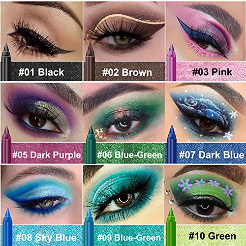 15 Colorful Eyeliner Pen Set, Eye Shadow Pencil, Pearl Eyeliner Kit Metallic ...