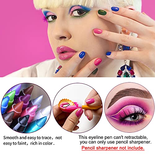 15 Colorful Eyeliner Pen Set, Eye Shadow Pencil, Pearl Eyeliner Kit Metallic ...