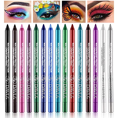 15 Colorful Eyeliner Pen Set, Eye Shadow Pencil, Pearl Eyeliner Kit Metallic ...