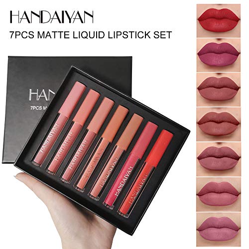 7 Colors Matte Liquid Lipstick Makeup Set, Matte Velvety Long-Lasting Wear No...