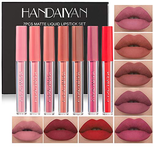 7 Colors Matte Liquid Lipstick Makeup Set, Matte Velvety Long-Lasting Wear No...