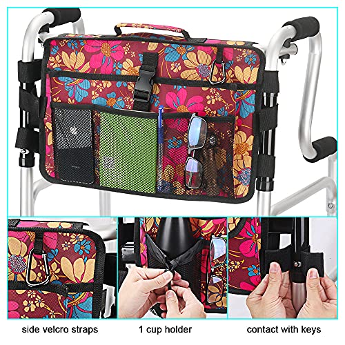 Walker Bag-Double Sided Walker Pouch with 9 Pockets for Large Capacity Water ...