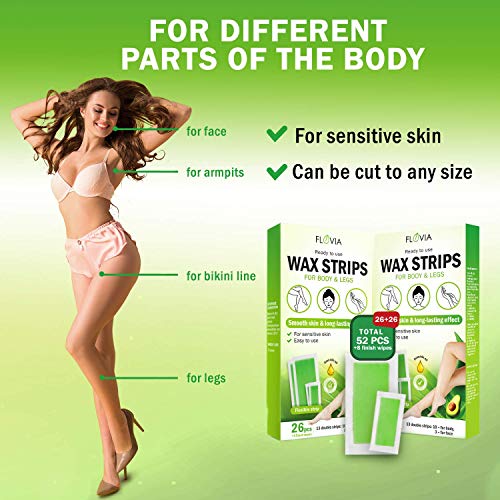 Wax Strips Hair Removal for Women and Men Facial Eyebrow Body Arm Leg Brazili...
