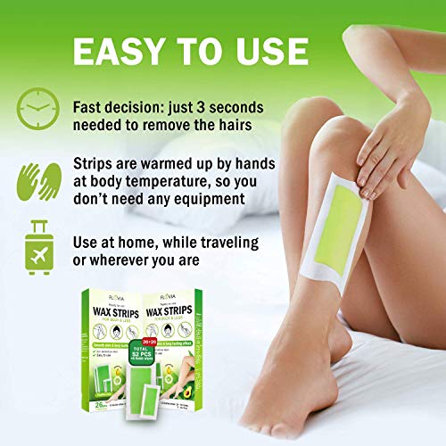Wax Strips Hair Removal for Women and Men Facial Eyebrow Body Arm Leg Brazili...