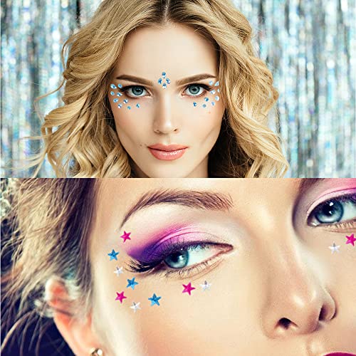 Rhinestone Face Gems Jewels, Crystal Stars Eye Jewel Sticker and Mermaid Tear...