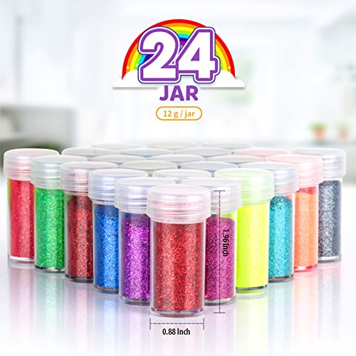 24 Colors Body Glitter, LEOBRO Cruelty-Free Extra Fine Glitter for Resin, Fes...
