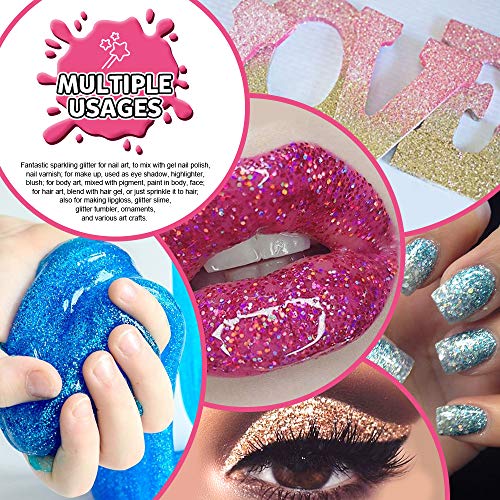 24 Colors Body Glitter, LEOBRO Cruelty-Free Extra Fine Glitter for Resin, Fes...