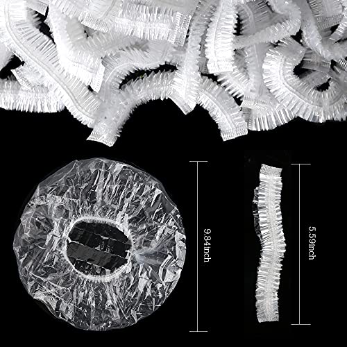 Shower Cap, LEOBRO 100 Pack Clear Plastic Hair Caps, Elastic Bath Caps, Dispo...