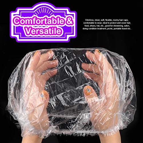 Shower Cap, LEOBRO 100 Pack Clear Plastic Hair Caps, Elastic Bath Caps, Dispo...