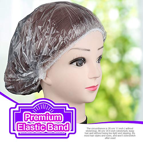 Shower Cap, LEOBRO 100 Pack Clear Plastic Hair Caps, Elastic Bath Caps, Dispo...