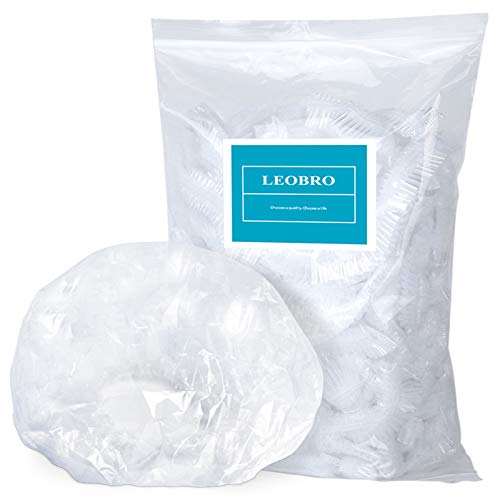 Shower Cap, LEOBRO 100 Pack Clear Plastic Hair Caps, Elastic Bath Caps, Dispo...