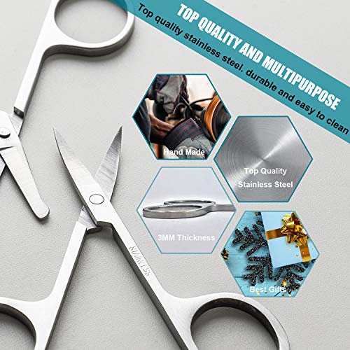 Facial Hair Small Grooming Scissors For Men Women - Eyebrow, Nose Hair, Musta...