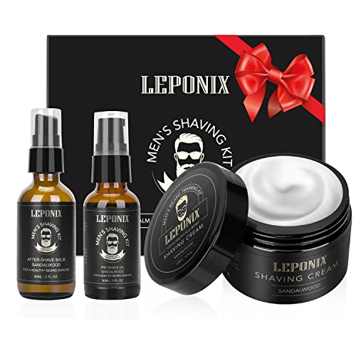 Shaving Kit for Men, Essential Kit Includes Sandalwood Shaving Cream, After S...