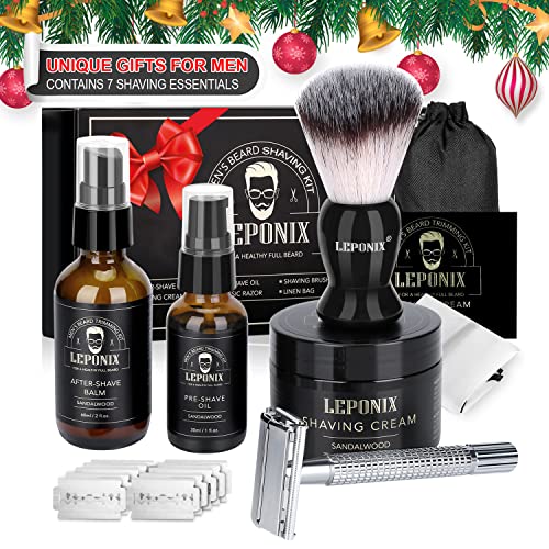 Shaving Kit for Men, Include Safety Razor, Sandalwood Shaving Cream, Mens aft...