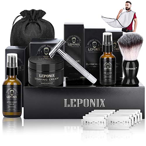 Shaving Kit for Men, Include Safety Razor, Sandalwood Shaving Cream, Mens aft...