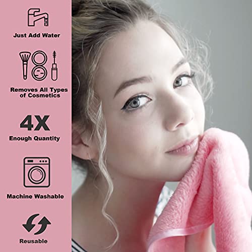 4 Pack Makeup Remover Cloths - Extra Large 16 Inch X 8 Inch Reusable Fast Dry...