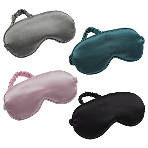 LERSVICVIL Sleep Mask 4 Pack Silk Eye Cover Soft Satin Blindfold Elastic Stra...
